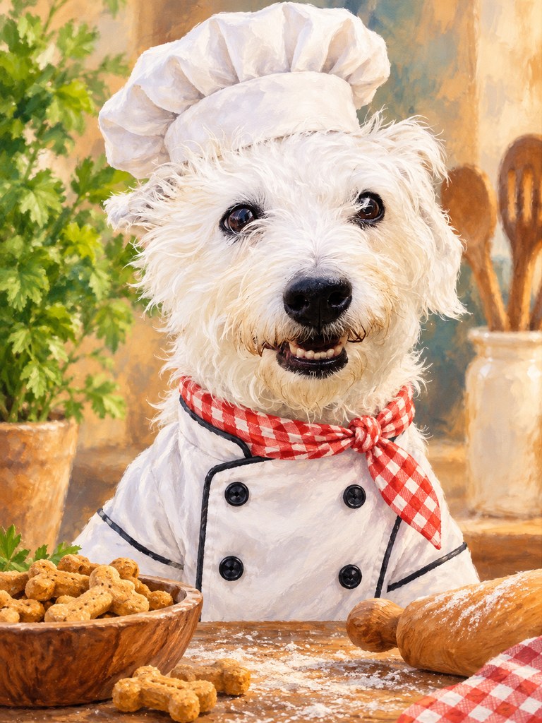 Minnie in the Tiny Chef AI pet portrait style