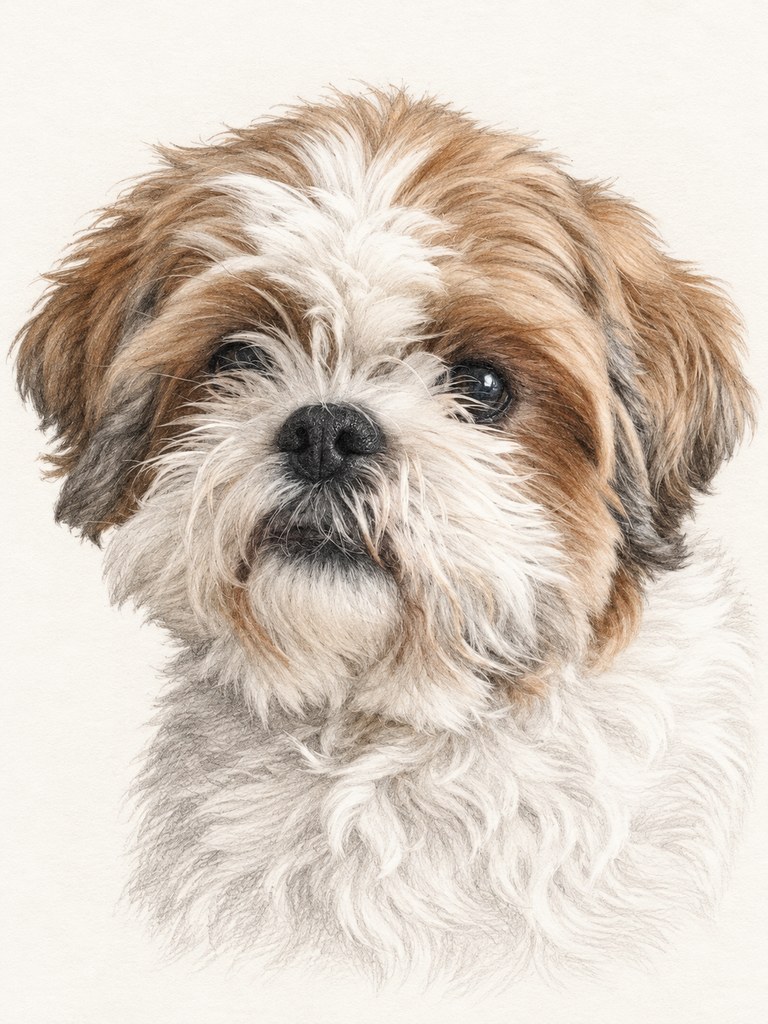 Saber in the Pencil Sketch AI pet portrait style