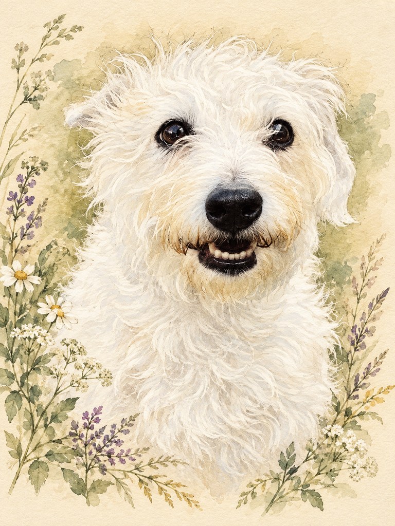 Minnie in the Vintage Naturalist AI pet portrait style