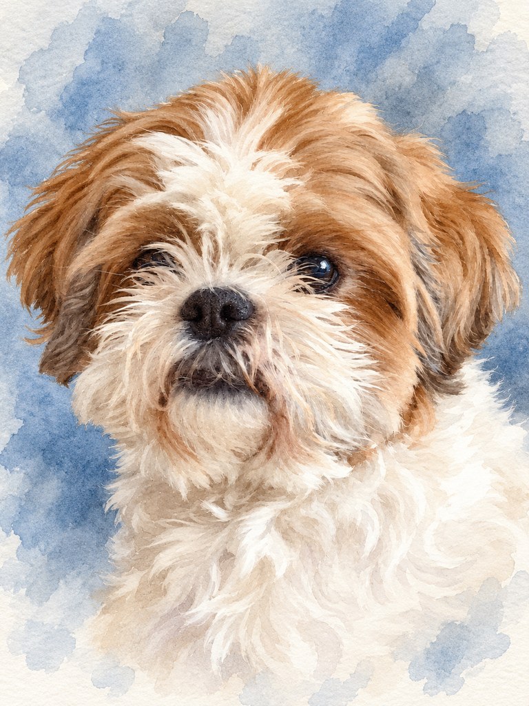 Saber in the Watercolour AI pet portrait style